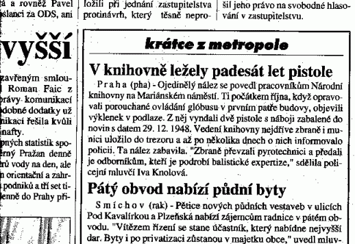 Pistole v Národní knihovně ČR