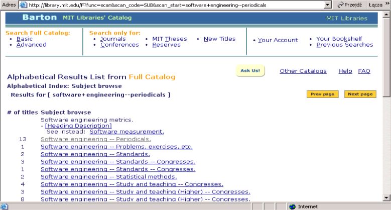 Result list in MIT Library`s Catalogue