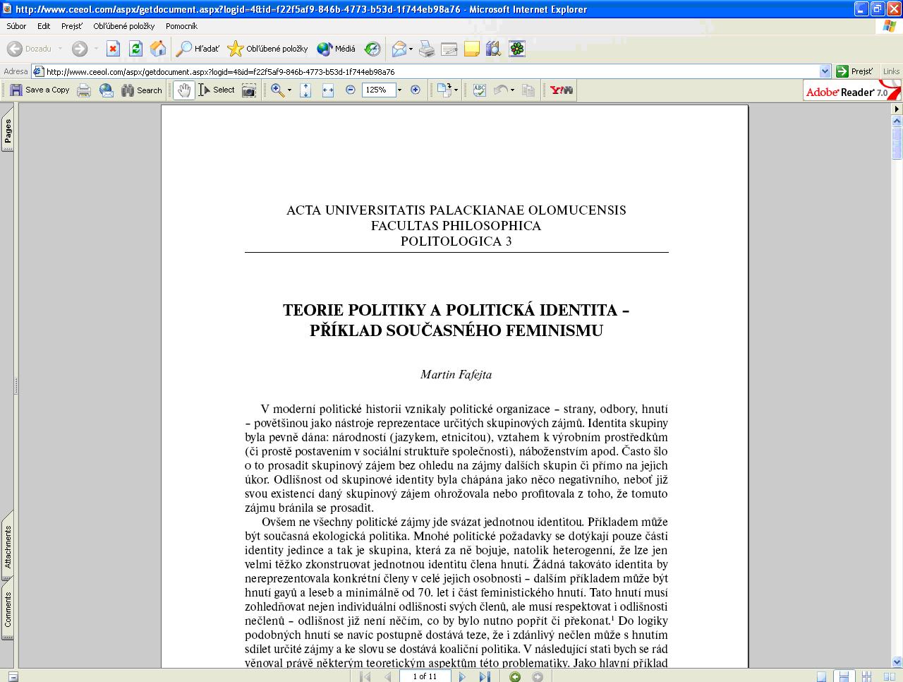 Obr. 9: Konkrétny článok v PDF formáte po kliknutí na tlačidlo „view“