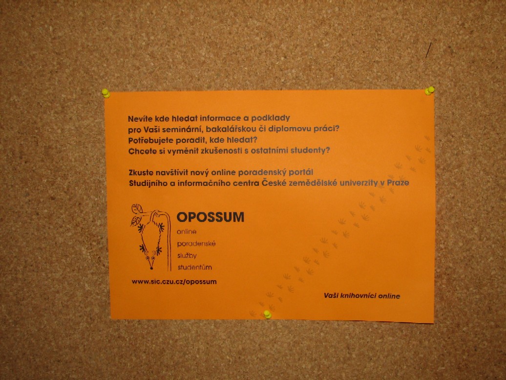 Plakát propagující nový portál OPOSSUM