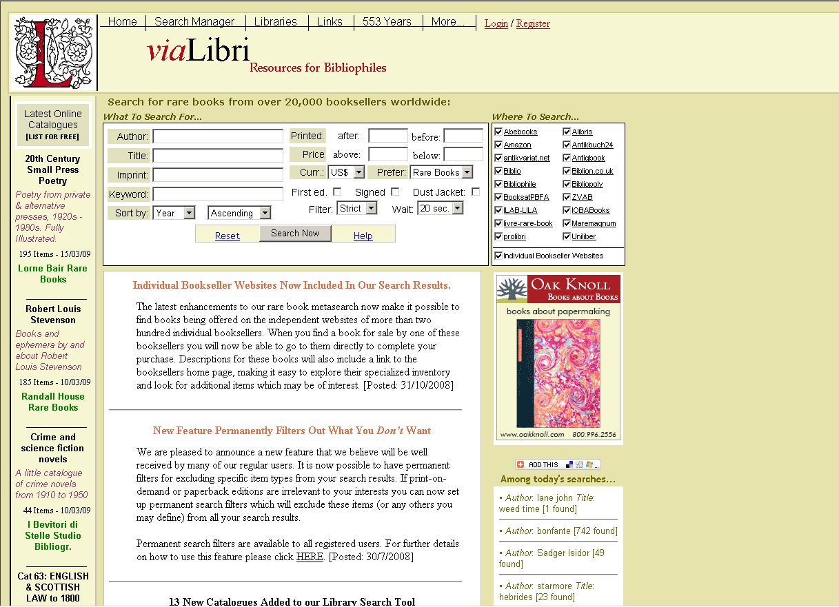Obr. 1: Domácí stránka portálu viaLibri