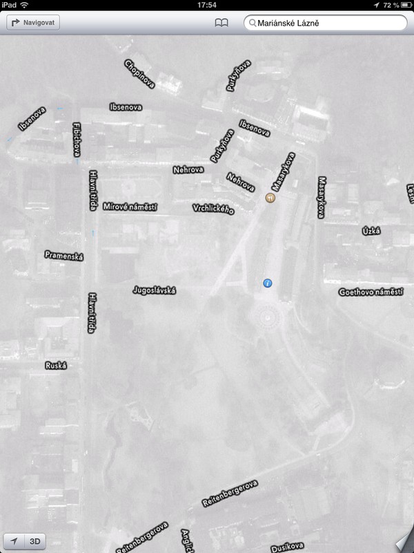 Ukázka satelitních snímků rozšířených o aktuální meteorologickou situaci (Mariánské Lázně)