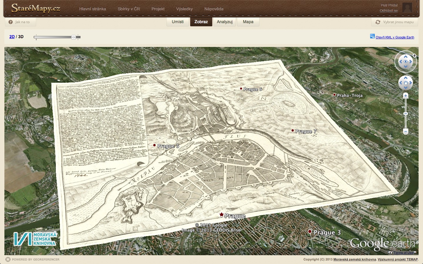 Přiložení mapy na trojrozměrný snímek v Google Earth