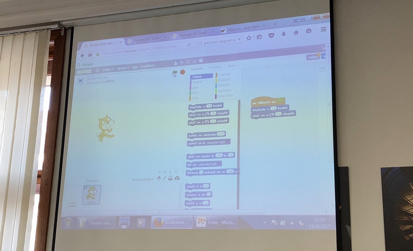 Ukázka vizuálního programovacího jazyka Scratch